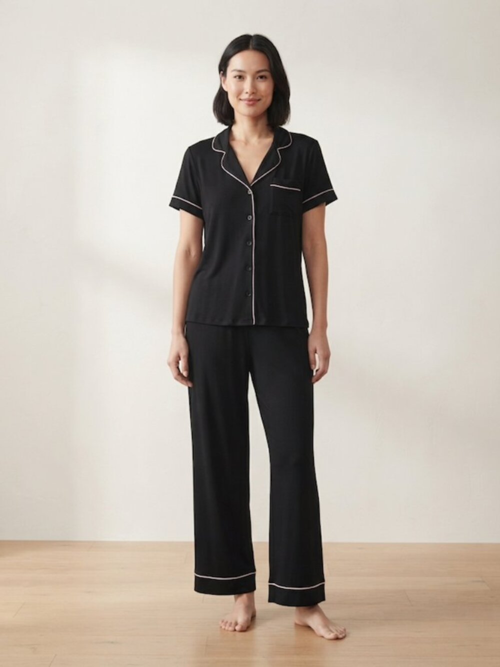 Joyspun Notch Collar PJ Set Sleepwear Lounge Black XL (16-18) - Picture 1 of 11